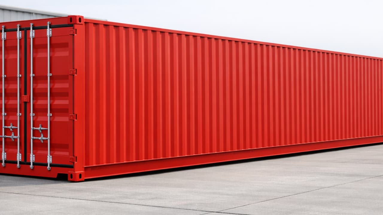 Zeecontainer 40 voet rood RAL 3020 food truck mobiel