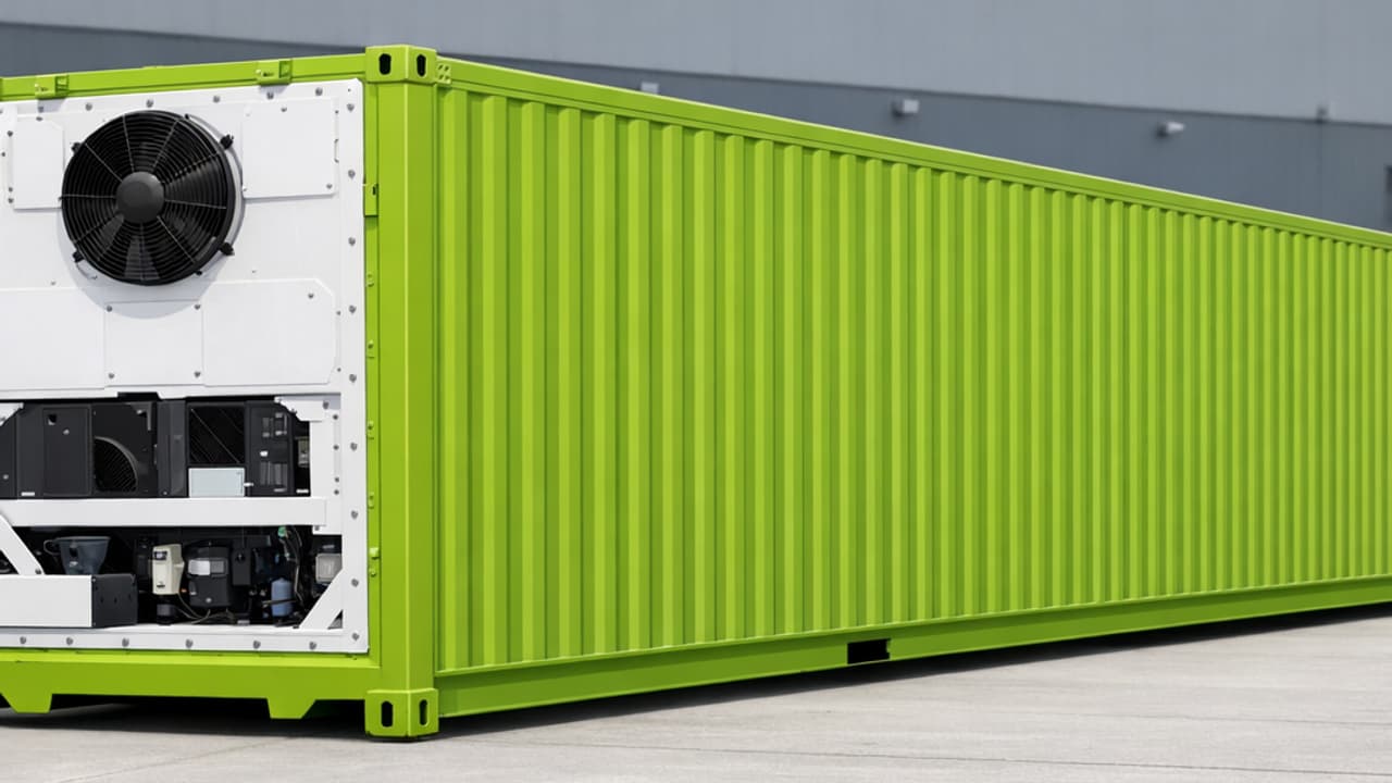 Koelcontainer vert RAL 6018 mobiele wijnkelder