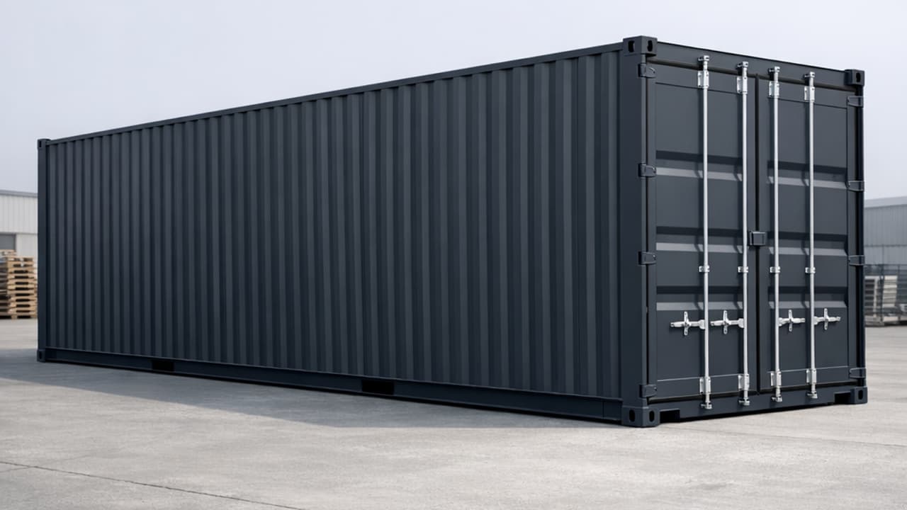 High cube container grijs RAL 7016 anthracite moderne architectuur