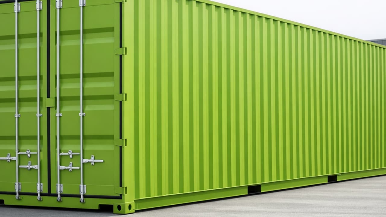 High cube container groen RAL 6018 militaire reserve hoog