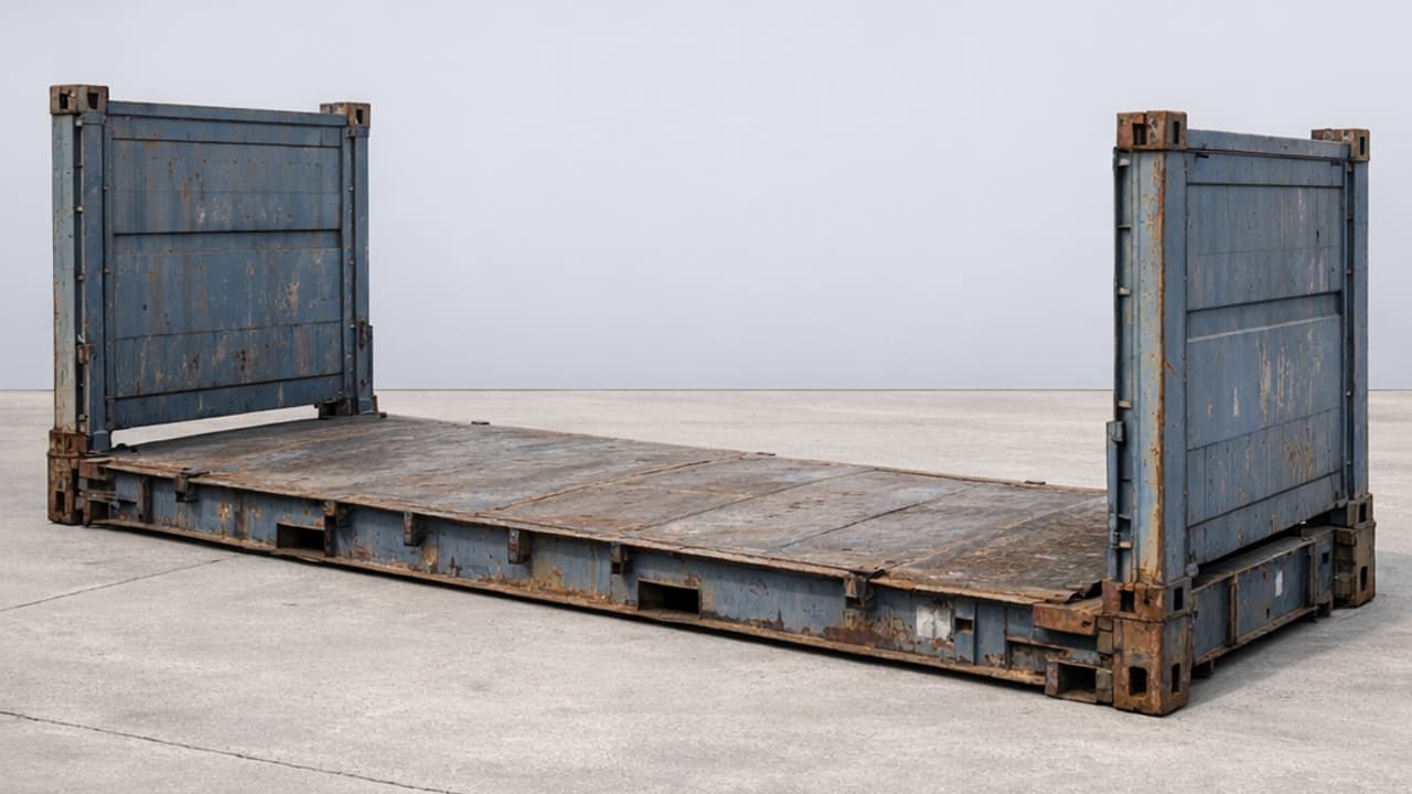 Tweedehands flat rack container 40 voet met vallende wanden
